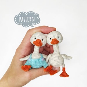 Goose crochet PATTERN in english, Amigurumi miniature bird about 8 cm, Stuffed goose pattern image 1