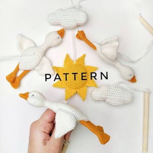 Amigurumi crochet pattern in English Goose toy for mobile Tutorial crochet sun and goose in english Pdf pattern