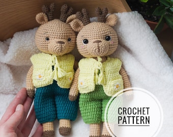 Amigurumi crochet deer PATTERN in english Stuffed deer toy Pdf crochet pattern