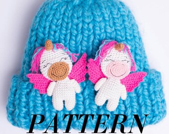 CROCHET PATTERN in English brooch unicorn PDF stuffed toy pattern Amigurumi animal Crochet unicorn brooch