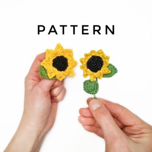 sunflower crochet pattern, Amigurumi flower, Crochet brooch sunflower