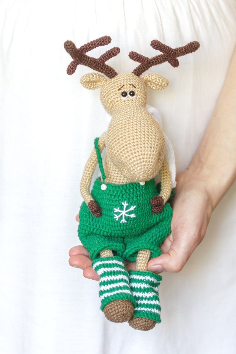 Moose toy crochet PATTERN in English amigurumi patterns PDF crochet pattern Sruffed moose forest animal Baby toy gift