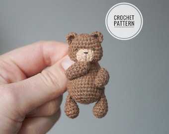 Bear brooch crochet pattern English pattern Amigurumi brooch Stuffed teddy bear