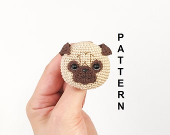 CROCHET PATTERN brooch dog pug Pdf in english  stuffed toy pattern, amigurumi animal Crochet brooch