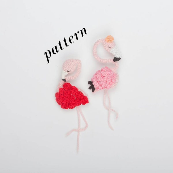 Crochet PATTERN in English pink flamingo brooch jewelry Crochet toy Stuffed animal Bird toy Baby toy gift Pink bird brooch