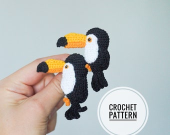 Crochet PATTERN in English brooch toucan jewelry PDF crochet pattern Amigurumi animal Crochet toy pattern Stuffed toucan Crochet bird