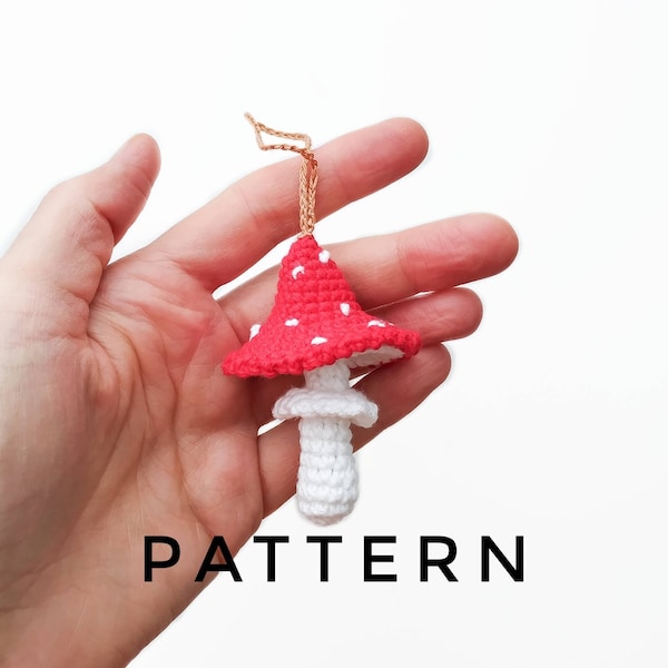 CROCHET PATTERN brooch or toy fly agaric Pdf in english  stuffed toy pattern, amigurumi mushroom Crochet mushroom