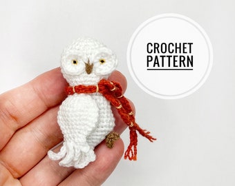 Owl crochet pattern Amigurumi brooch bird Pdf pattern in english Stuffed owl