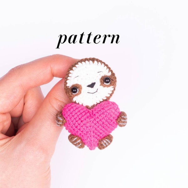 Crochet PATTERN in English sloth brooch jewelry PDF crochet pattern Amigurumi animal Crochet toy pattern Stuffed sloth