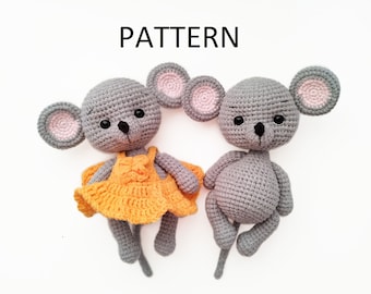 Zabawka mysz szydełkowy WZÓR w języku angielskim zabawka amigurumi Pluszowa mysz Pdf wzór szydełkowy Zwierzę domowe Zabawka dla dziecka prezent