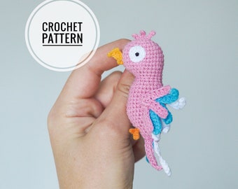 Crochet PATTERN amigurumi parrot brooch jewelry Pdf pattern in English