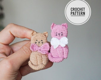 Cat crochet pattern Amigurumi brooch cat Pdf pattern in english  Stuffed cat toy