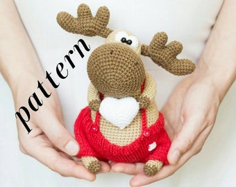 Moose crochet PATTERN in English Amigurumi pattern Stuffed moose forest animal