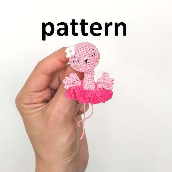 Patron au crochet broche flamant rose Crochet flamant rose Animal en peluche Patron Pdf en anglais