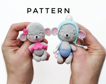 Mouse brooch crochet PATTERN in English amigurumi toy Stuffed mouse Pdf crochet pattern Pet animal Baby toy gift