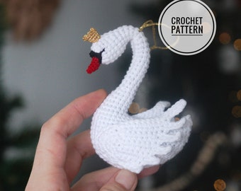 Crochet swan pattern English pattern Christmas ornament Amigurumi pattern Christmas tree toy Baby swan
