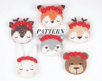Crochet animal pattern Crochet bear Amigurumi pattern Crochet brooch