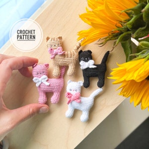 Cat crochet pattern Amigurumi brooch cat Pdf pattern in english  Stuffed cat toy