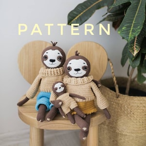 Sloth crochet PATTERN Set 2 crochet pattern Amigurumi pattern Crochet baby sloth Stuffed sloth