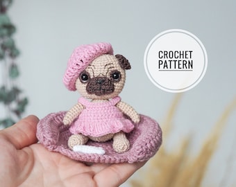 Crochet pug pattern Amigurumi pattern Baby puppy Tutorial crochet dog and in english Pdf pattern