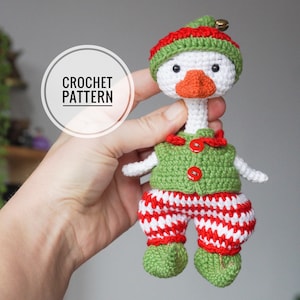 英語で編むガチョウのクリスマス服の編み図（服のみ）編みぐるみの編み図