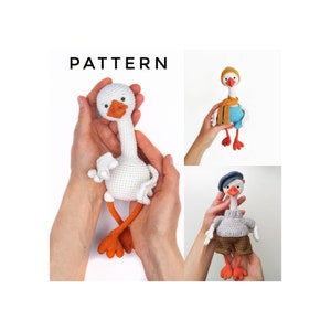Goose crochet pattern, Amigurumi bird pattern, Crochet english toy pattern