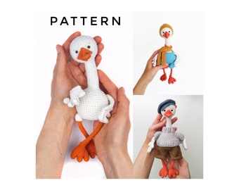 Goose crochet pattern, Amigurumi bird pattern, Crochet english toy pattern