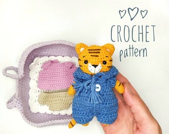 Tiger crochet pattern Amigurumi toy tiger English pattern Stuffed toy pattern