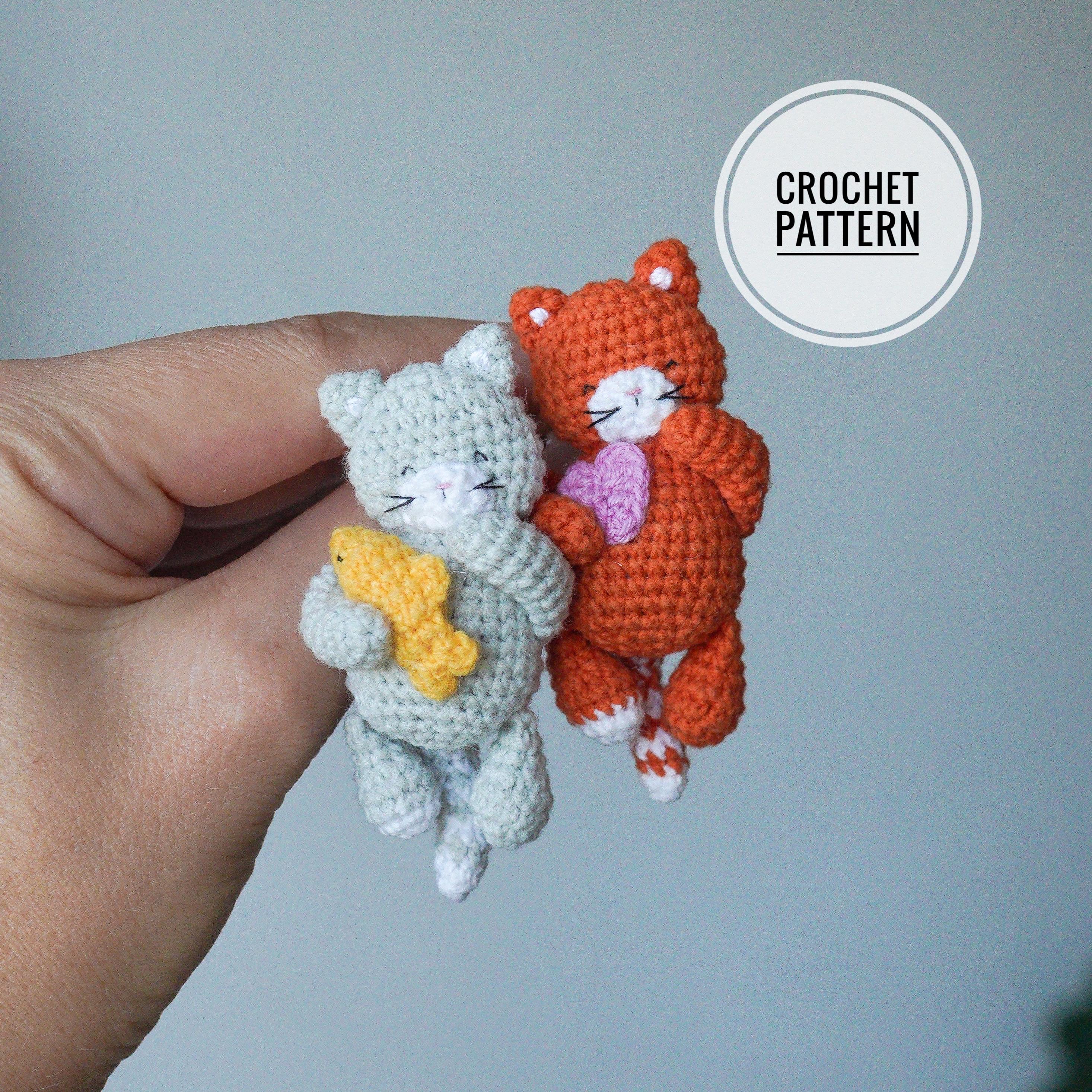 Cat crochet pattern Crochet kitten Amigurumi brooch cat Pdf pattern in english Stuffed cat toy