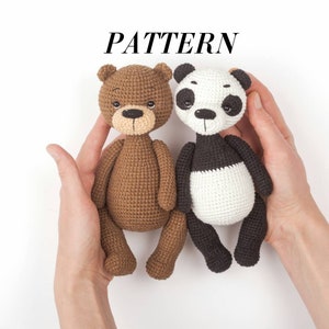 Bear crochet pattern, Amigurumi pattern in english, Crochet panda bear