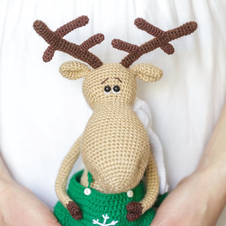 Moose toy crochet PATTERN in English amigurumi patterns PDF crochet pattern Sruffed moose forest animal Baby toy gift