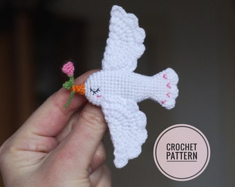 Patrón de pájaro a crochet Broche amigurumi pájaro Patrón PDF en inglés Pájaro de peluche