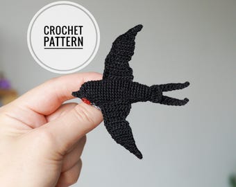 Crochet PATTERN in English brooch swallow bird PDF crochet pattern Amigurumi bird Crochet toy pattern Stuffed swallow bird Crochet bird
