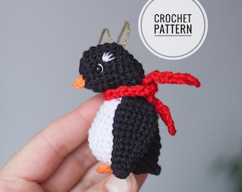 Crochet penguin pattern in English Christmas penguin pattern Amigurumi pattern Christmas tree toy