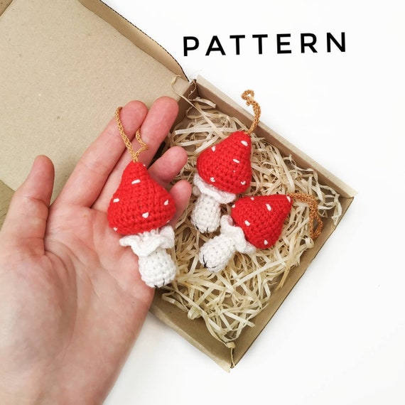 Fly agaric crochet pattern, Christmas ornament pattern, Amigurumi mushroom toy