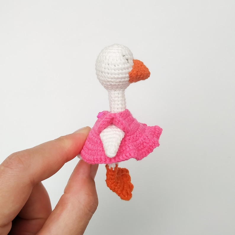 Goose crochet PATTERN in english, Amigurumi miniature bird about 8 cm, Stuffed goose pattern image 9