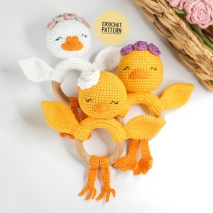 Baby rattle pattern in English Amigurumi goose rattle Pdf pattern duck