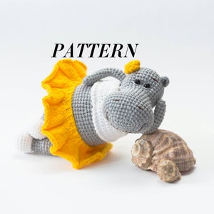 Patrón de hipopótamo a crochet, Patrón amigurumi en inglés, Peluche hipopótamo