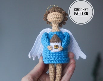 Crochet angel pattern English pattern Crochet doll pattern Amigurumi pattern Christmas tree toy Baby angel