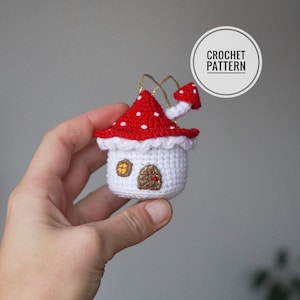 Crochet fly agaric pattern in english Crochet house Christmas ornament pattern Amigurumi pattern Christmas tree toy