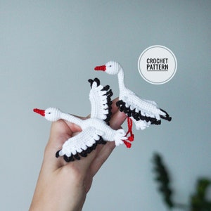Stork crochet pattern Crochet brooch pattern in English Amigurumi bird brooch