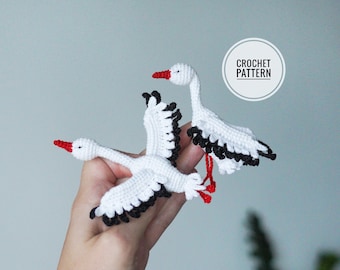Storch Häkelanleitung Broschen-Häkelmuster in englischer Sprache Amigurumi Vogelbrosche
