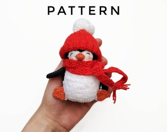 Modello all'uncinetto per pupazzo di pinguino in inglese, giocattolo amigurumi, pupazzo di pinguino imbottito, modello all'uncinetto in PDF, animale marino, giocattolo per bambini, regalo