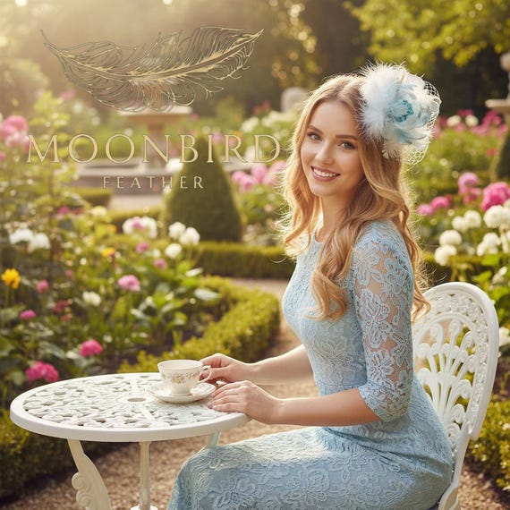 Soft Blue Feather Fascinator – Handmade Vintage Headpiece for Garden Tea Moments