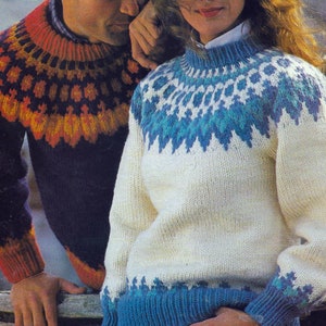 Fair Isle Nights Knitting Pattern | 1990 Vintage Pullover Sweater | Scandinavian Yoke | Stranded Colorwork | 5 Adult Sizes | PDF Download