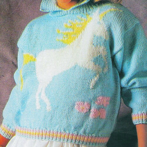 Kids Unicorn Sweater Knitting Pattern 