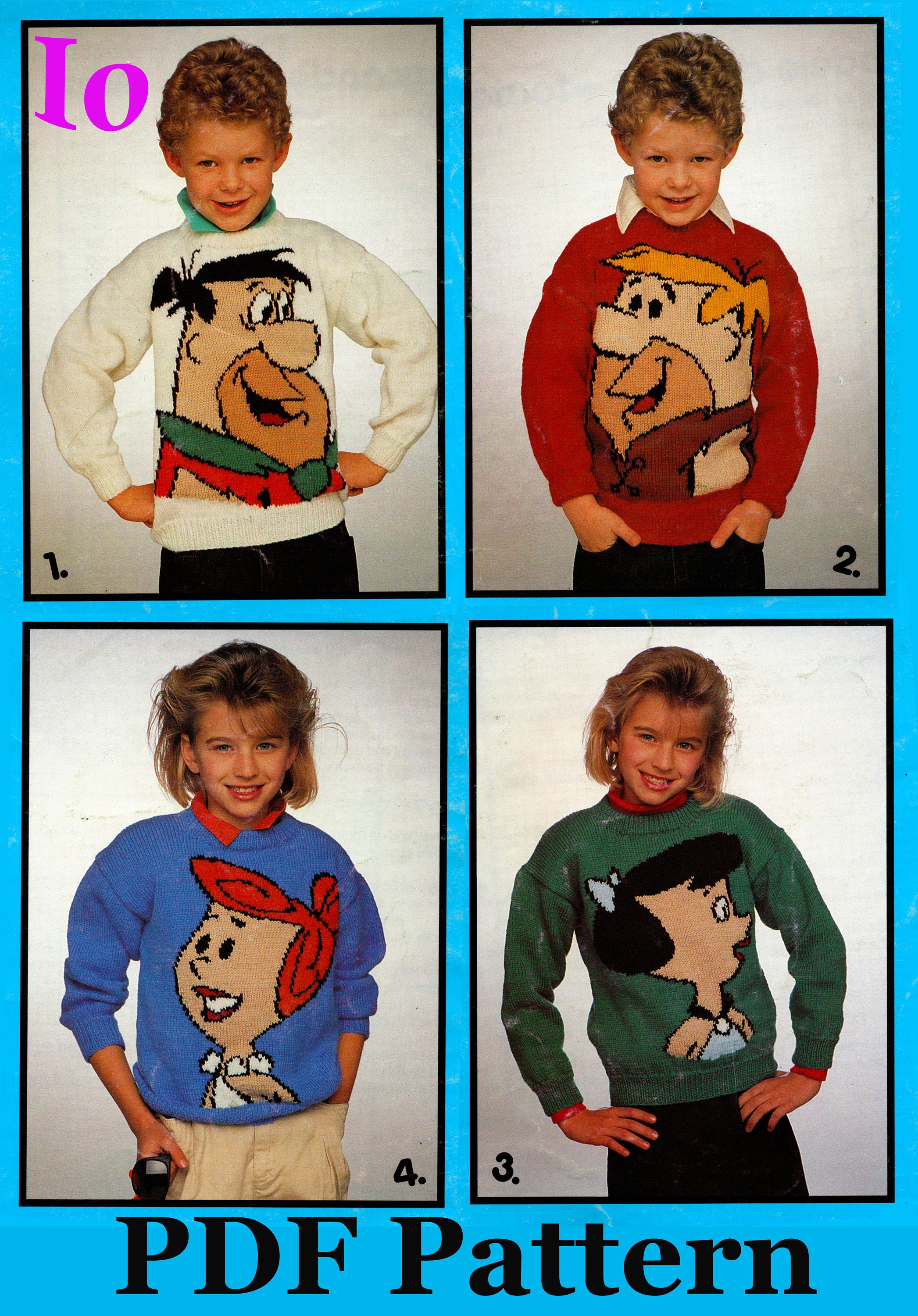 The Flintstones 4 Knitting Patterns | Pullover Sweater | Unisex Child ...