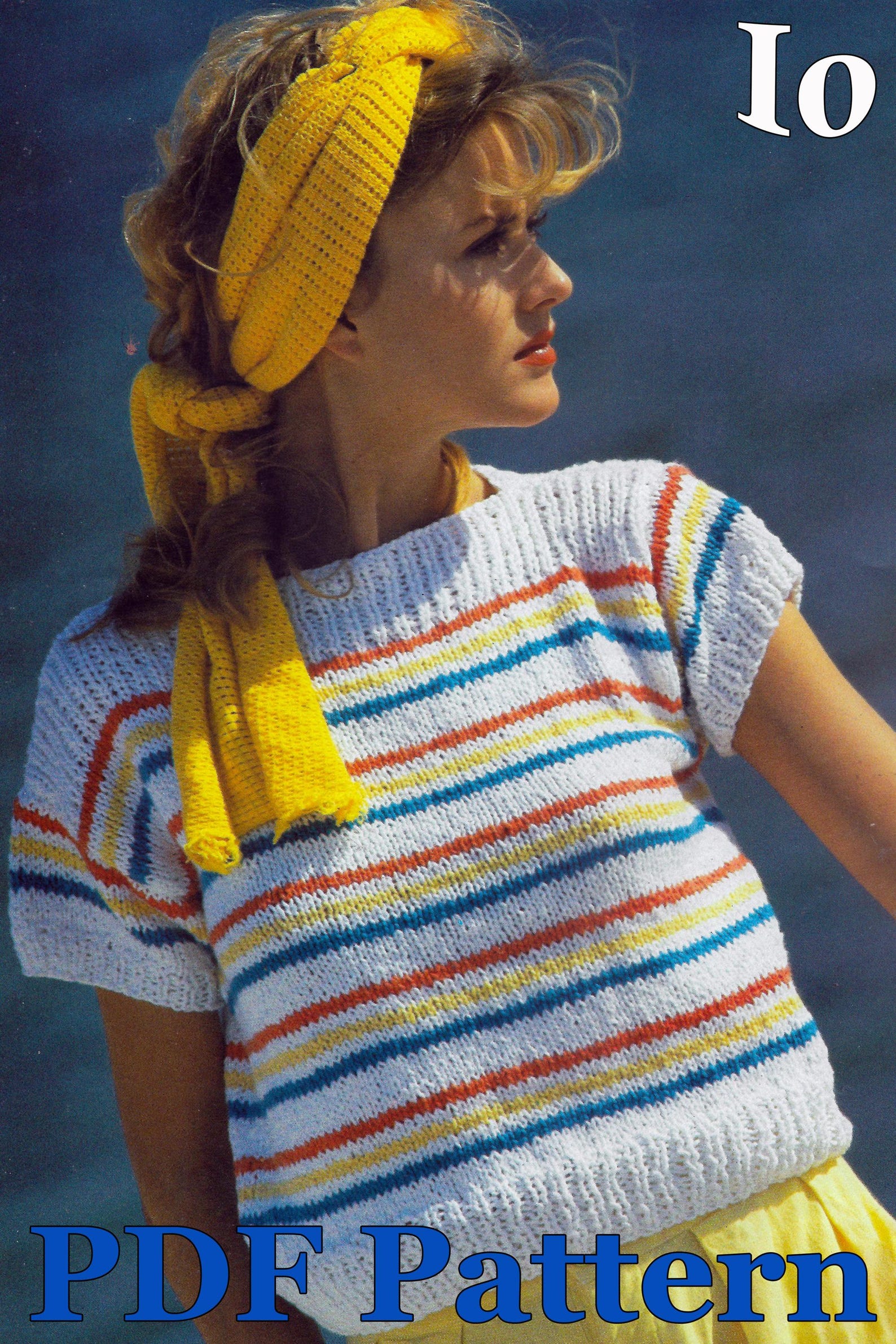 Striped Cotton Tee Knitting Pattern | Vintage 1980 Design | Stripes ...