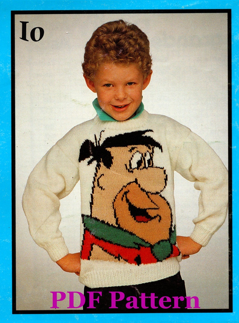 The Flintstones 4 Knitting Patterns | Pullover Sweater | Unisex Child ...