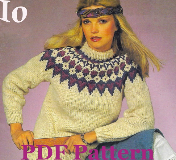 Nordic Pullover Sweater Knitting Pattern Mens Womens Vintage | Etsy